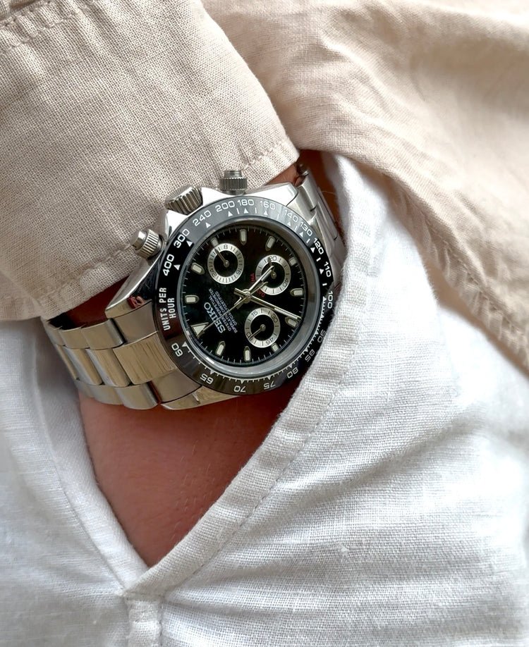 Seiko Mod Daytona | Black - TWTwatches