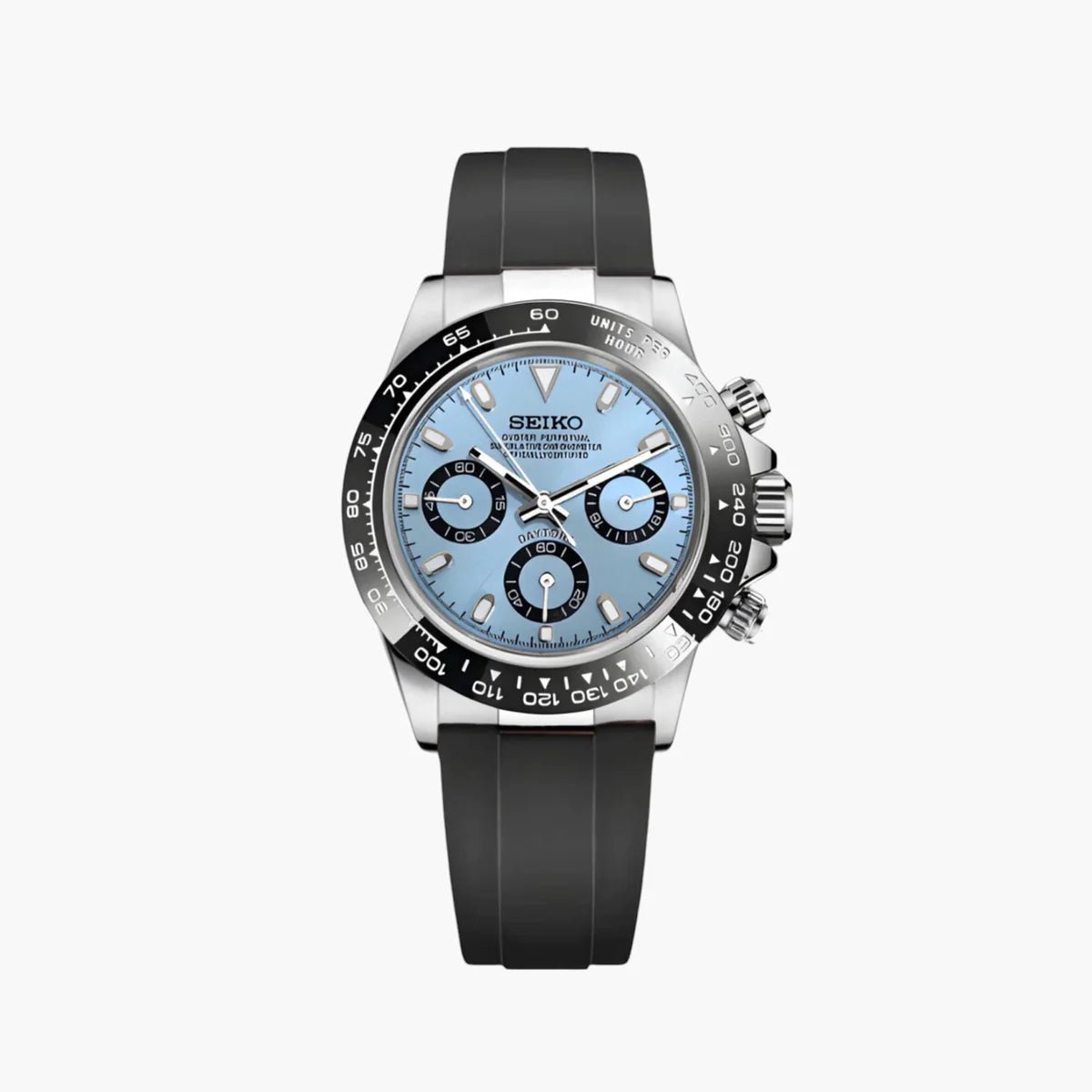 Seiko Mod Daytona Blue | Rubber - TWTwatches