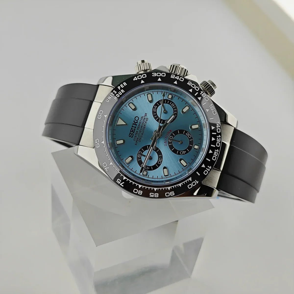 Seiko Mod Daytona Blue | Rubber - TWTwatches