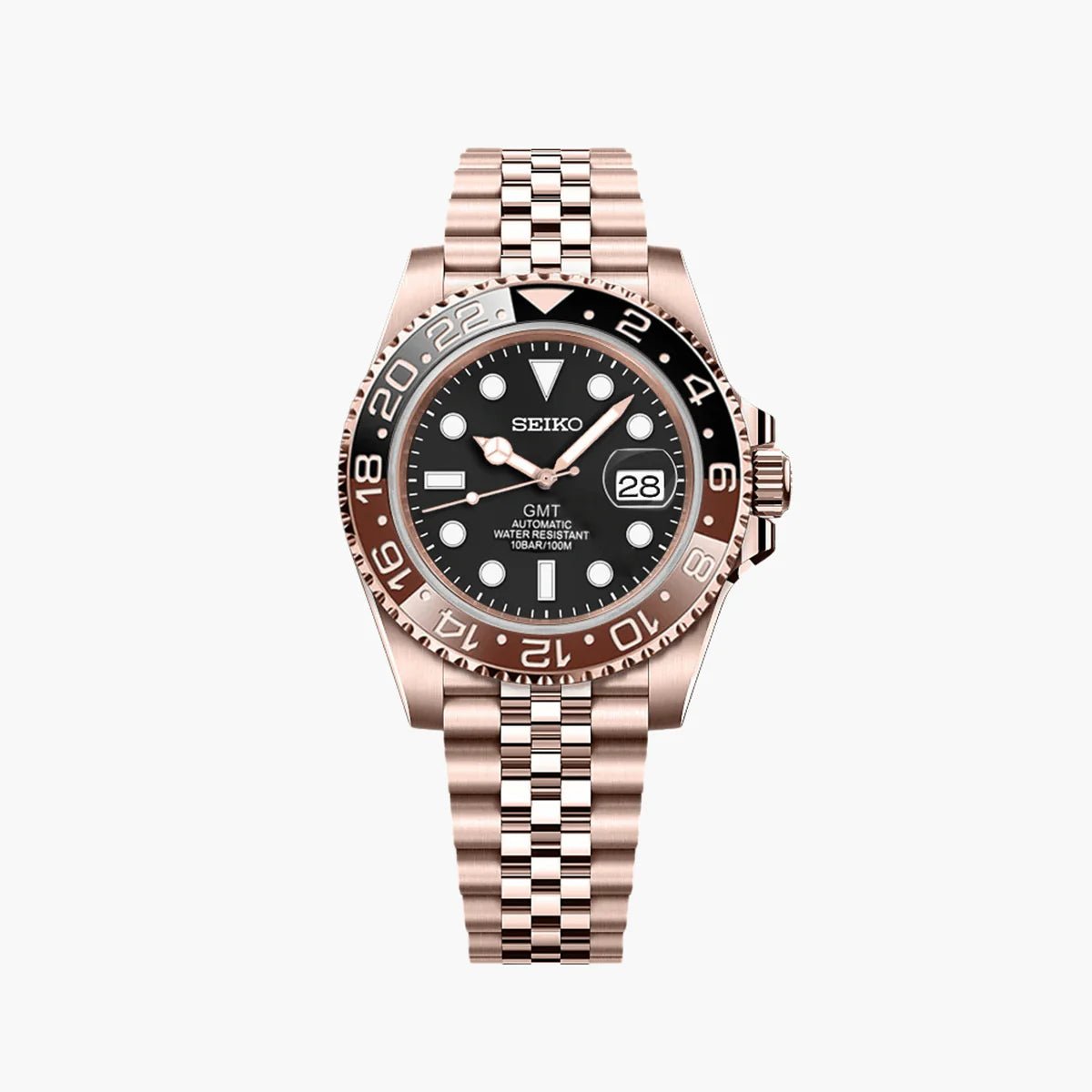 Seiko Mod GMT Rootbeer | Rose Gold - TWTwatches