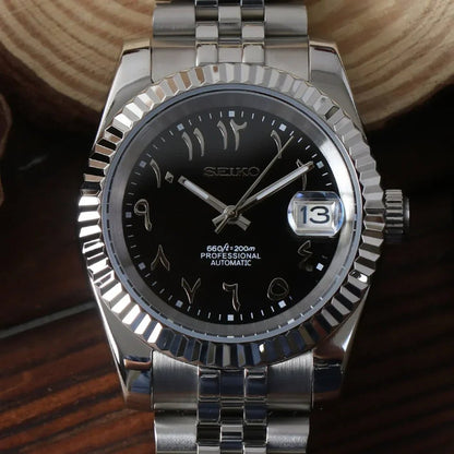 Seiko Mod Datejust Arabic | Black - TWTwatches