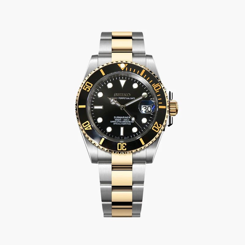 Seiko Mod Submariner Black | Twotone - TWTwatches